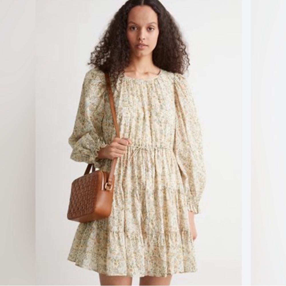 & Other Stories ditsy fairy cottagecore white voluminous floral mini dress small